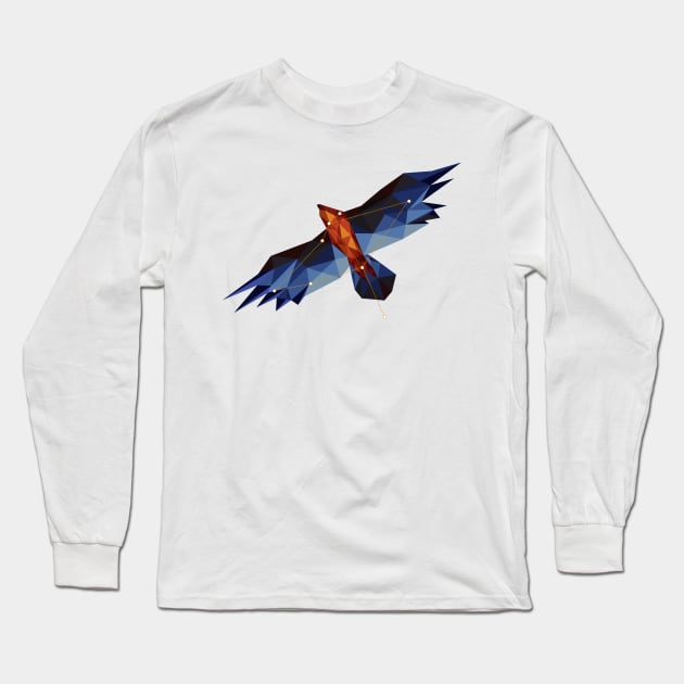 Origami polygonal digital art eagle with stars Long Sleeve T-Shirt by ArctiumStudio